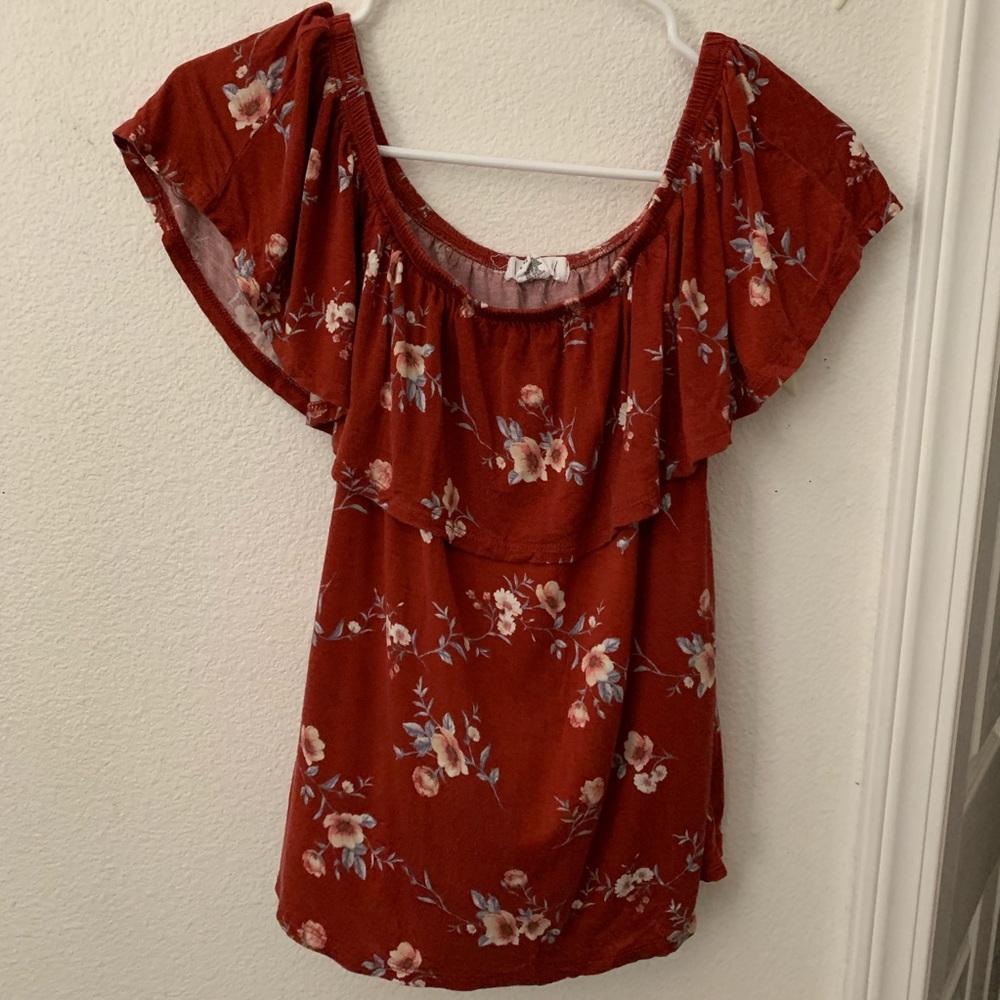 IVY + MAIN Red Floral Off the shoulder